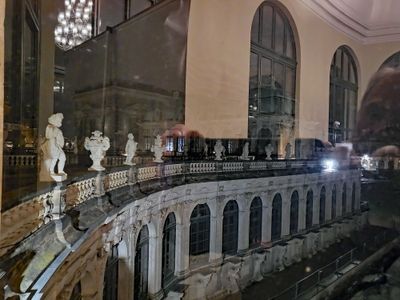 View of statues from the Zwinger Concert Hall
