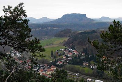 Konigstein and Lilienstein table mountains in Saxon-Switzerland Nation Park