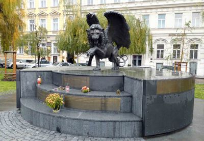 Winged Lion Memorial in Prague is dedicated to Czechoslovak pilots who fought with the RAF in WWII