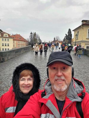 On the Charles Bridge (1357-1402) in Prague, Czech Republic