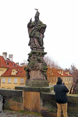 Copy of 1709 St. Adalbert of Prague statue on Charles Bridge
