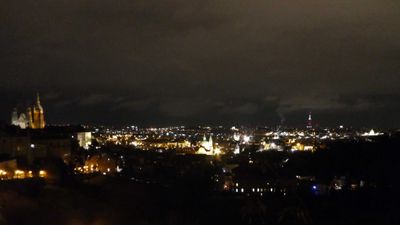 Prague at night from Petrin Hill near Strahov Monastery