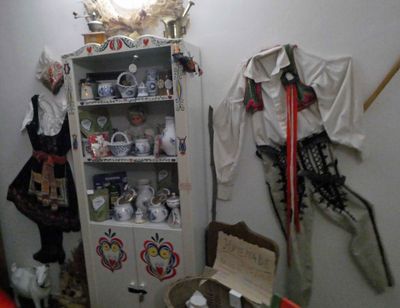 Clothing and decor reminiscent of Bohemian and Moravian influences