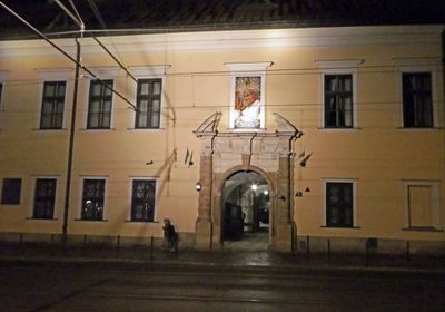The Bishops’ Palace in Krakow with portrait of Pope John Paul II where he spoke in 1979