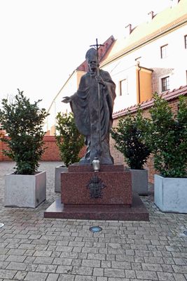 Statue of Pope John Paul II on the grounds of Wawel Castle in Krakow