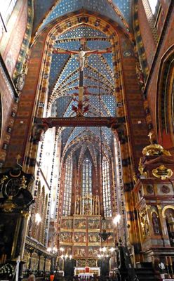 Inside St. Mary's Basilica in Krakow