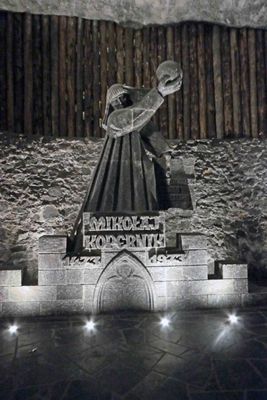 Salt statue commemorating opening of this chamber in 1473