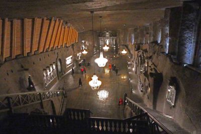 St. Kinga's Chapel was carved in rock salt over 400 ft below ground from 1829-1896