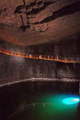 Underground lake in Wieliczka Salt Mine