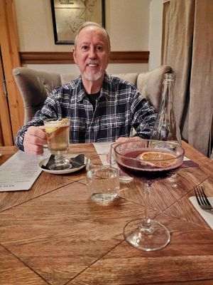 Inside a warm restaurant with a hot, white gluhwein
