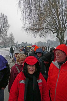 Waiting in line to enter Auschwitz