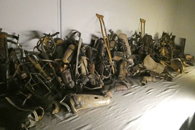 Crutches and prosthetics taken from prisoners at Auschwitz