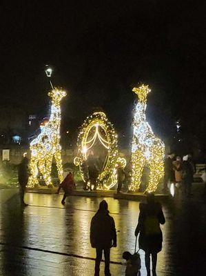 Christmas decorations along the Visutla River in Krakow