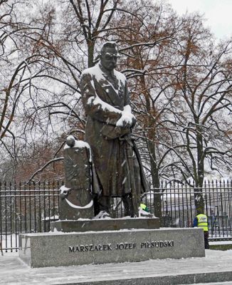 Statue of Jozef Pilsudski who was responsible for the independence of Poland in the 1920s in Royal Baths Park, Warsaw