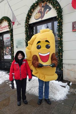 Susan with Mr. Perogie in Warsaw