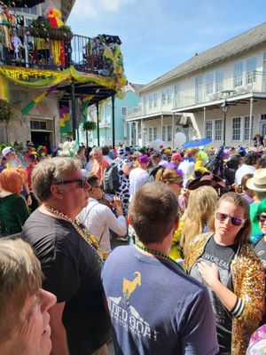 Crowd at the corner of St. Ann and Dauphine on Fat Tuesday