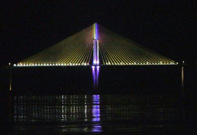 View of Manaus bridge from night tour boat