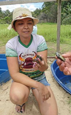 Head of turtle conservation effort in small Amazon village