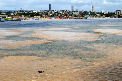 The Amazon joins the Rio Tapajos at Santarem, Brazil