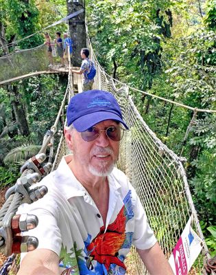 On the suspension bridge over Balata Gardens