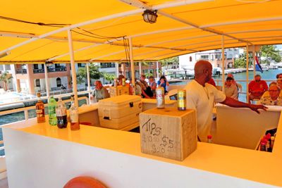 Boat includes open bar and calypso music
