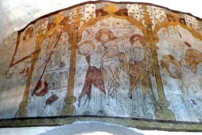 14th Century Frescoes in Osterlars Church express cardinal points in the life of Christ