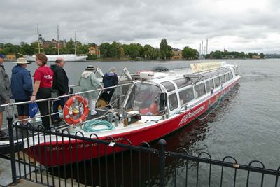 Boarding a sightseeing boat in Stockholm, Sweden
