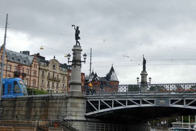 Statues of Norse gods adorn the Djurgardsbron Bridge in Stockholm