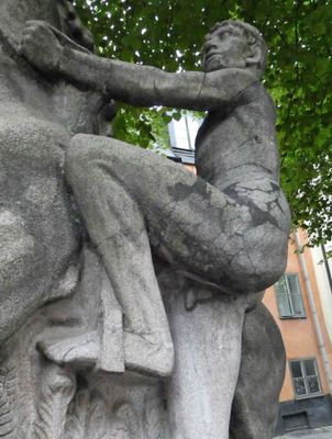 A closer look at 'Boy Mounting Horse' statue in Stockholm