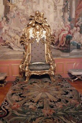 Queen Ulrika's Audience Chamber and 1750 coronation throne in Stockholm Royal Palace