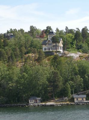 House on a hill on an island in the Stockholm Archipelago