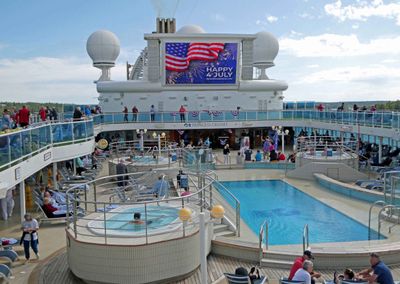 Fourth of July party on pool deck of Island Princess