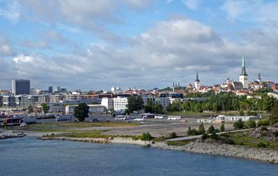 View of new and old Tallin, Estonia from our balcony on the Island Princess
