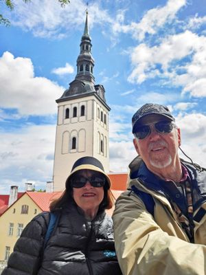 In front of St. Nicholas Church (13th Century) in Tallinn, Estonia