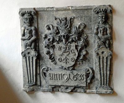 Coat of arms of the Burcharts -- who owned this pharmacy for 10 generations beginning in 1582