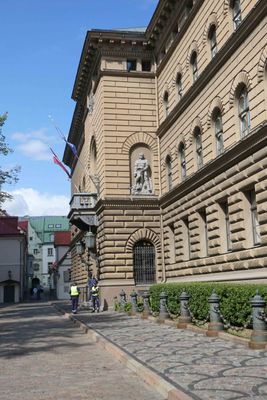 As close as we were allowed to the entrance of Latvian Parliament Building (1867)