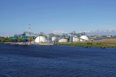 Fertilizer Terminal on the Daugava River in Riga, Latvia