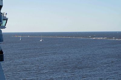 Passing the Eastern Breakwater between the Daugava River and the Gulf of Riva, Latvia