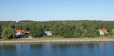 Houses along the Sea Channel leading to Klaipeda, Lithuania