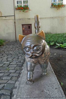 Klaipeda's 'Old Town Cat' has a granite body and bronze face of a gentleman