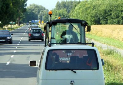 Stuck behind a tractor on a 2-lane road in Poland