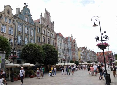 Historic houses on the Royal Route in Gdansk, Poland