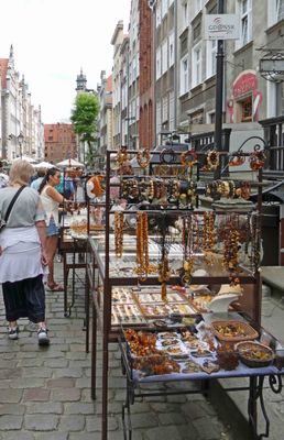 Amber street market in Gdansk, Poland