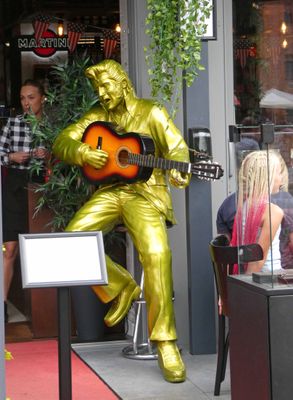 Elvis at the entrance to Billy's American Restaurant in Gdansk, Poland