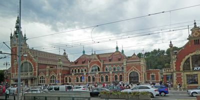 Gdansk, Poland Train Station with KFC next door