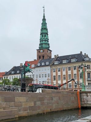 Saint Nicholas Church and statue of Absalon in Copenhagen