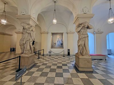 Columns in Christiansborg Palace in Copenhagen