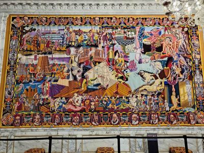 The Great Hall in Christiansborg Palace is decorated with 17 colourful tapestries