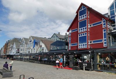 The Inner Quay of Smdeasundet  Sound in Haugesund is lined with shops and restaurants