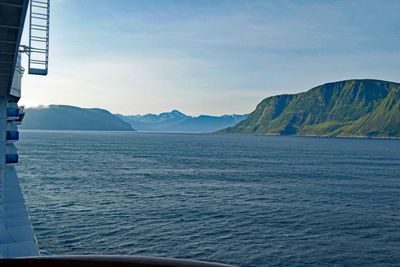 Passing the entrance to a small fjord in Norway